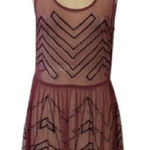 Free People New beaded sheer Marsala Pink Black Mesh slip dress Fall Holiday Photo 0