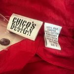 Chico's  Design Red Embroidered Long Sleeve Button Down Shirt Sz 2 Holiday Top Photo 8