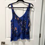 Free People intimately On the Top Royal blue floral blouse size small Photo 5