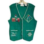 Vintage Basic Editions Plus Holiday Edition Christmas Vest‎ Green Size 0X Photo 0