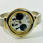 Disney Mickey Mouse Silver & Gold Tone Cuff Bangle Wristwatch NEEDS BATTERY Photo 3