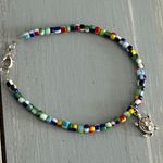 Handmade NEW Adorable Beaded Bracelet W Colorful Seed Beads & A Cute Turtle Charm Photo 1