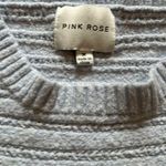 Pink Rose , Light Blue Sweater, Size Medium Photo 2