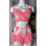 Victoria's Secret Victoria’s Secret Pink Sheer Floral Lace Lingerie Bra & Shorts Set Dream Angels Photo 3