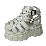 New Faux Leather Ankle Strap Gladiator buckle Chunky Platform fisherman sandals White Size 11 Photo 7