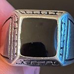 S925 stamped silver black obsidian ring size 7.5 Photo 4