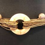 Chico's MIxed Bronze Tone Metal Stones Textured Carved Chain Belt 41" Long Photo 3