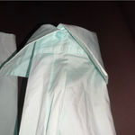 Lane Bryant  Aqua Pleated Fitted Button-Up Blouse Folded Cuffs Size 20 NWT Photo 3