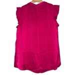 Kate Spade  Women’s Size M Pink V Neck Ruffle Flutter Cap Sleeve Satin Crepe Top Photo 5