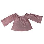 Deletta  Anthropologie Vascanes Plisse Pink Off The Shoulder Pleated Blouse SMALL Photo 8