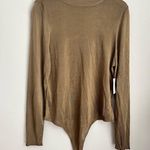 Good American Pale Gold Sheer Mock Neck Bodysuit Photo 1
