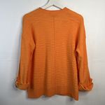 Loft Size M Sweater Roll Tab Henley Women’s Orange Knit Long Tab Sleeve V-neck Photo 8