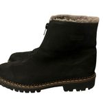 Vintage Regence Canada Black Suede Front Zip Sherpa Lined Chunky Booties 7B Size 7 Photo 2