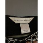 Christopher & Banks  Black Sparkle Embroidered Scalloped Hem 3/4 Sleeve Top S Photo 3