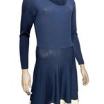 Vineyard Vines  Size S Navy Blue Cream Skater Hem Stripe Turtleneck Sweater Dress Photo 2