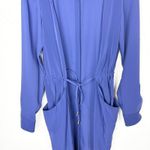 Karen Millen Womens Military Shirt Dress Drawstring Waist High Low Blue Size 8 Photo 6