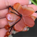 Carnelian Agate Stone Flower Adjustable Cord Necklace Photo 5