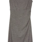 Mango MNG Wool Dress XS Pencil Sheath Knee Length Brown Dogstooth Ruched Career Photo 0