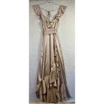 Show Me Your Mumu  Samantha Ruffle Wrap Dress Moss‎ Champagne Luxe Satin XS Photo 3