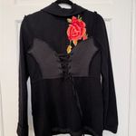 Free People  Floral Embroidered Corset Back Jacket Size Medium Photo 4