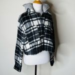 ZARA Black and White Plaid Cropped Bomber Jacket Photo 2