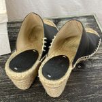 Soludos  Black & Tan Leather Wedge Espadrille Heel Shoes 8 Photo 3