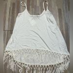 White Fringe Hem Women's Top, Size Small Photo 3