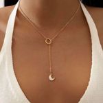 Boutique Moon Gold Lariat Necklace  Photo 0