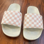 Vans Off The Wall Women's Checkerboard Pink Leather Slides Sandals Size 7 Photo 0