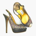 Jimmy Choo  CLUE Multicolor Glitter Slingback Platform Open Sandals in sz 39.5 Photo 1