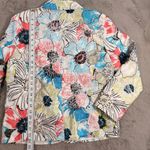 Chico's  Floral Embroidered Silk Blazer Size 2 US L Colorful Spring Jacket Career Photo 5