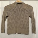 Soft Surroundings  Large Petite LP Beige Gold Metallic Open Knit Collared Sweater Photo 2