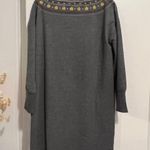 Matilda Jane Gray Gold Metallic Yellow Embroidered Long Sleeve Sweatshirt Dress Photo 3