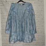 ✨Aqua Scout The City Light Blue Floral Ruffle Long Sleeve Mini Dress Women XL Photo 4