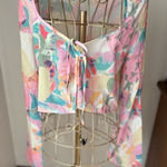 Princess Polly  sheer long sleeve split front crop top size 6 Photo 0