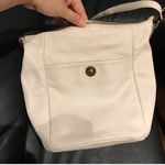 Elliott Lucca Pebbled Leather Bucket Zip messenger crossbody purse shoulder bag Vintage Western Cottage Coquette Minimalist Preppy White Photo 1