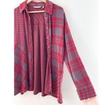 Soft Surroundings Paramour Red Plaid Fleece Button Down Shirt Jacket Medium Photo 5