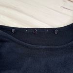 Tanjay Black Crewneck Knit Sweater Perforated Knit Sleeves, Size Medium Photo 2