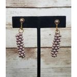 Vintage Screw On Earrings Lilac Beaded Multi Tone Shimmer Dangle Purple Photo 1