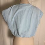 PaperMoon Light Blue Cropped Elastic Hem Cap Sleeve Cotton Top Women’s M Photo 1