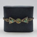 VINTAGE Women's Jewelry Bow Ribbon Cuff Bracelet Silver Tone Blue Stone RARE Photo 0