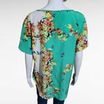 Adiva Sea Green Floral Round Neck Blouse Size Medium Photo 5