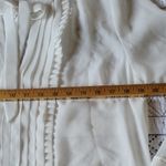 frame denim White Pleated Blouse with Bib Collar Photo 5