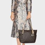 MICHAEL MICHAEL KORS Brown Signature Coated Canvas and Leather East West Zip Tot Photo 2