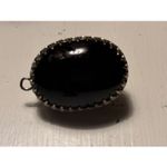 Vintage AB Rhinestone Jet Glass Domed Pendant 1950s Czech/West Germany Style Black Photo 6