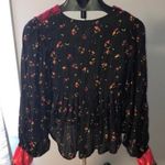 Free People Lady Lou Black Floral Embroidered Boho Blouse Photo 5