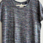 Stranded Grey/Pink/Blue/Green Heathered Short Sleeve Shirt, Keyhole Back, Large Gray Photo 2