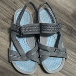 Baretraps  Gray Strappy Sandals with Blue Footbed Photo 0