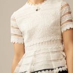 Maje Loseray Peplum Lace Top Blouse Short Sleeve in Ecru White Size 1 US Smalll Photo 3