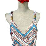 Halo Chevron Patterned Sleeveless Dress, Red, white and blue with Tie sash Sz M Size M Photo 4